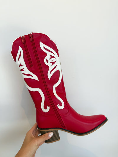 Whitney Butterfly Boots- Red-180 - SHOES-OLEM-[option4]-[option5]-[option6]-Leather & Lace Boutique Shop