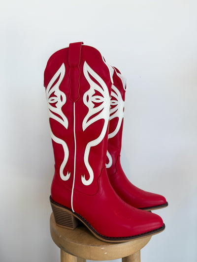 Whitney Butterfly Boots- Red-180 - SHOES-OLEM-[option4]-[option5]-[option6]-Leather & Lace Boutique Shop