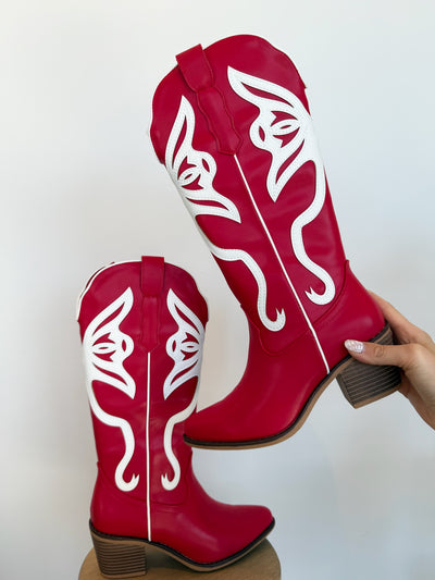 Whitney Butterfly Boots- Red-180 - SHOES-OLEM-[option4]-[option5]-[option6]-Leather & Lace Boutique Shop