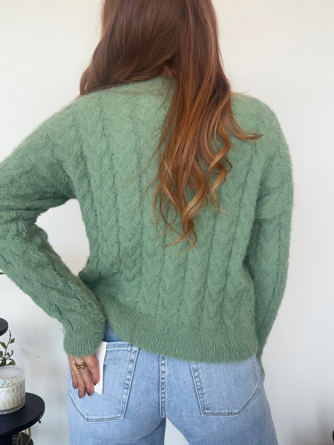 Ribbon Twist Sweater - Green