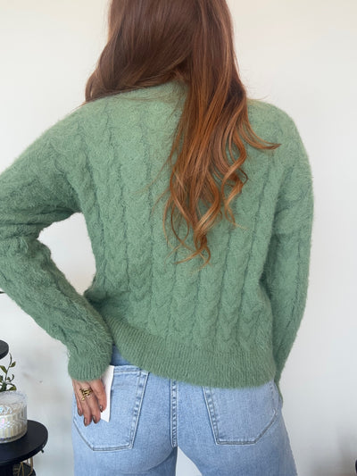 Ribbon Twist Sweater - Green