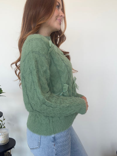 Ribbon Twist Sweater - Green