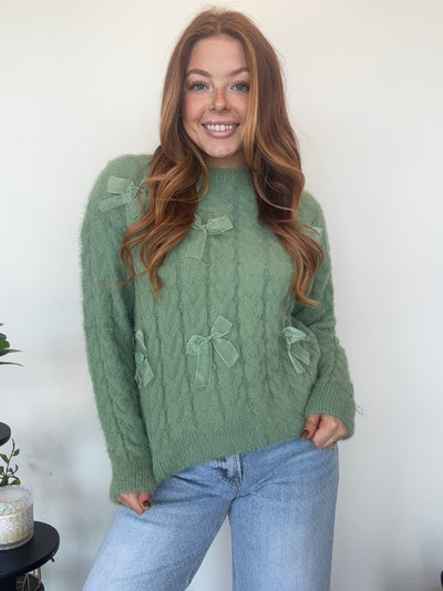 Ribbon Twist Sweater - Green