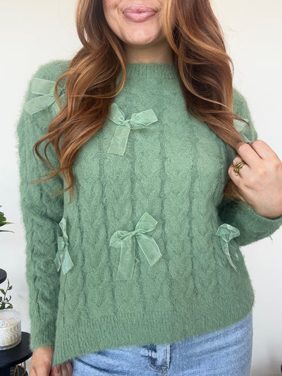 Ribbon Twist Sweater - Green