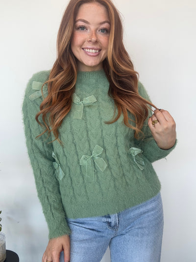 Ribbon Twist Sweater - Green