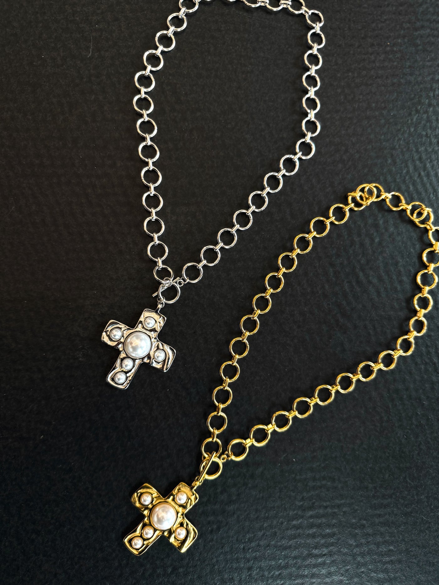 Harper Cross Necklace- Gold-190 - ACCESSORIES - JEWELRY-CHANSUTT PEARLS-[option4]-[option5]-[option6]-Leather & Lace Boutique Shop
