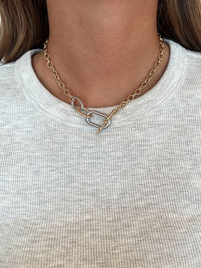 Mixed Metals Cable Link Necklace-190 - ACCESSORIES - JEWELRY-PANNEE-[option4]-[option5]-[option6]-Leather & Lace Boutique Shop