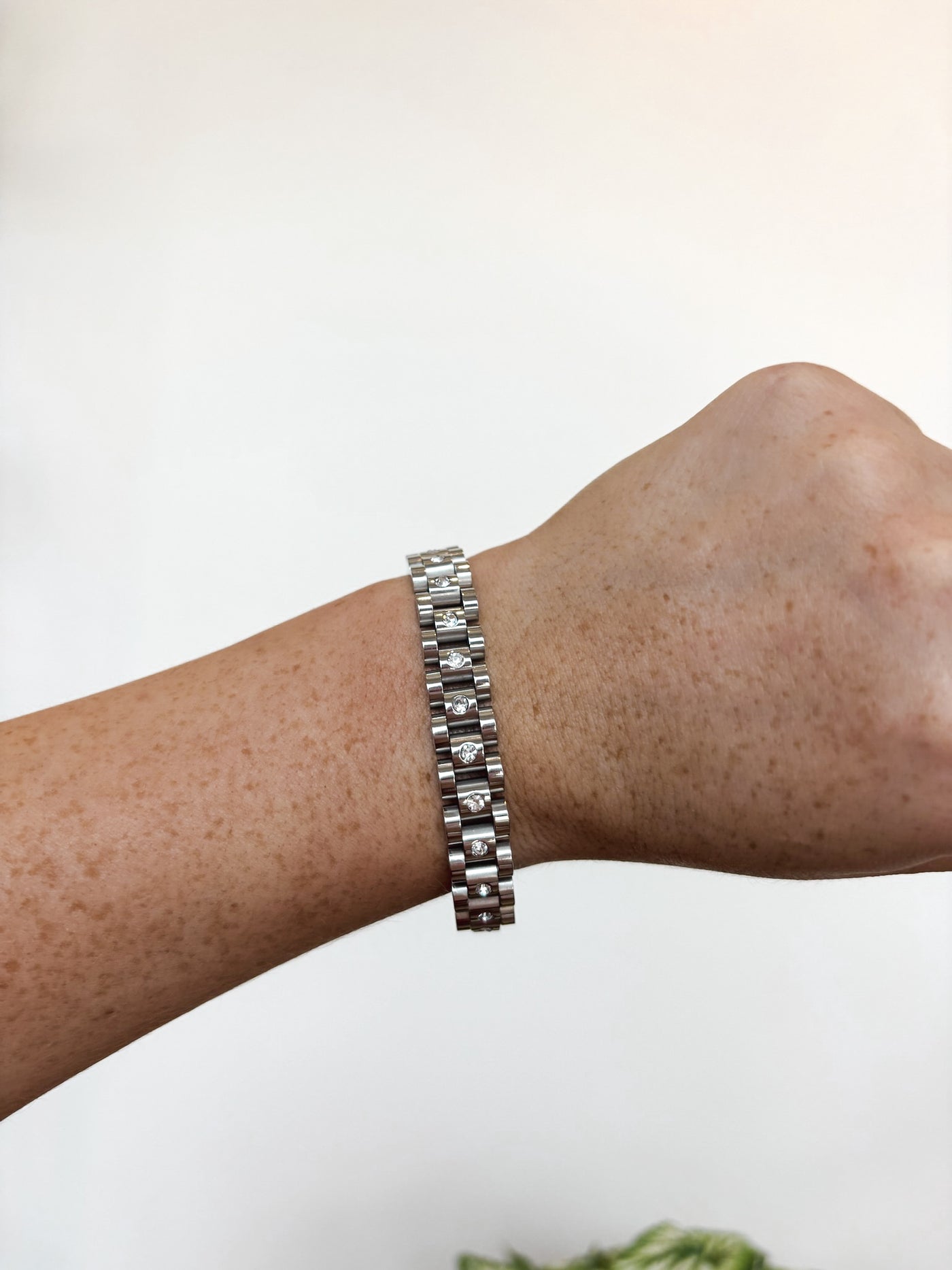 Silver Diamond Watch Band Bracelet-190 - ACCESSORIES - JEWELRY-CHANSUTT PEARLS-[option4]-[option5]-[option6]-Leather & Lace Boutique Shop