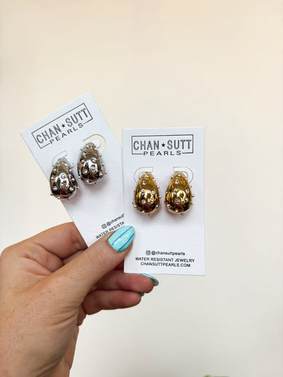 Jaz Earrings- Silver-190 - ACCESSORIES - JEWELRY-CHANSUTT PEARLS-[option4]-[option5]-[option6]-Leather & Lace Boutique Shop