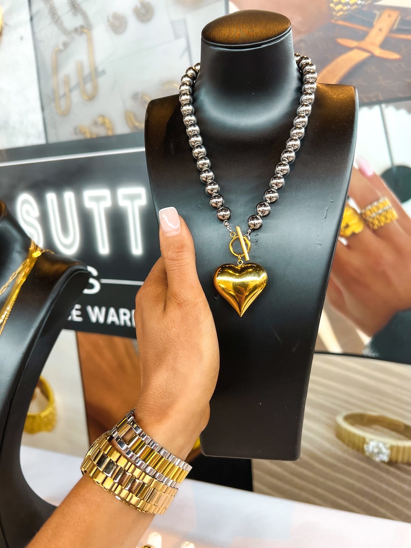 Glam Heart Necklace-190 - ACCESSORIES - JEWELRY-CHANSUTT PEARLS-[option4]-[option5]-[option6]-Leather & Lace Boutique Shop