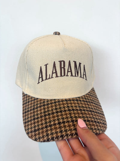 Alabama Houndstooth Trucker Hat-190 - ACCESSORIES - HATS/HEADWEAR-DAVID & YOUNG-[option4]-[option5]-[option6]-Leather & Lace Boutique Shop