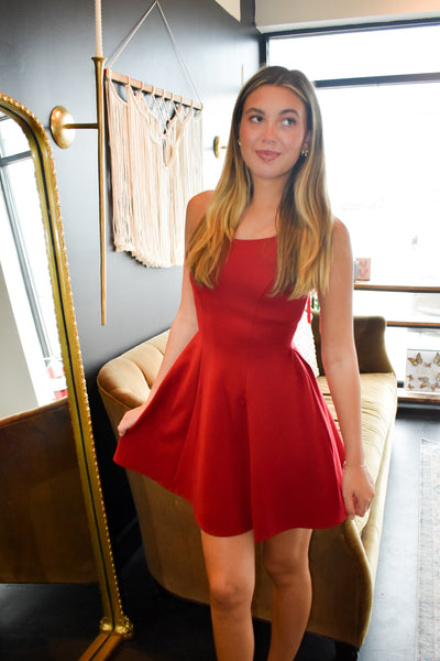 Arabella Classic Mini Dress- Red-170 - DRESSES-BLU PEPPER-[option4]-[option5]-[option6]-Leather & Lace Boutique Shop