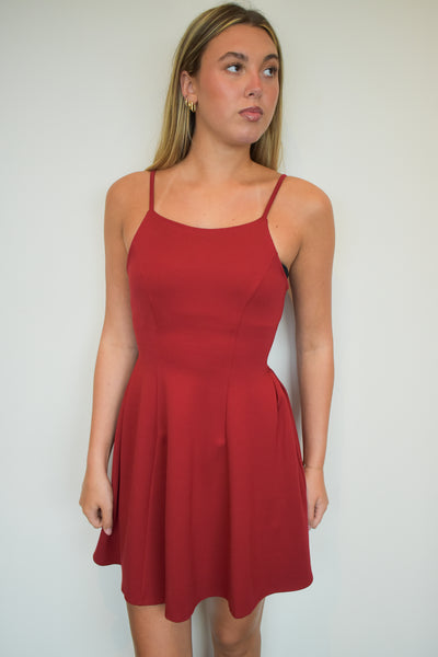 Arabella Classic Mini Dress- Red-170 - DRESSES-BLU PEPPER-[option4]-[option5]-[option6]-Leather & Lace Boutique Shop