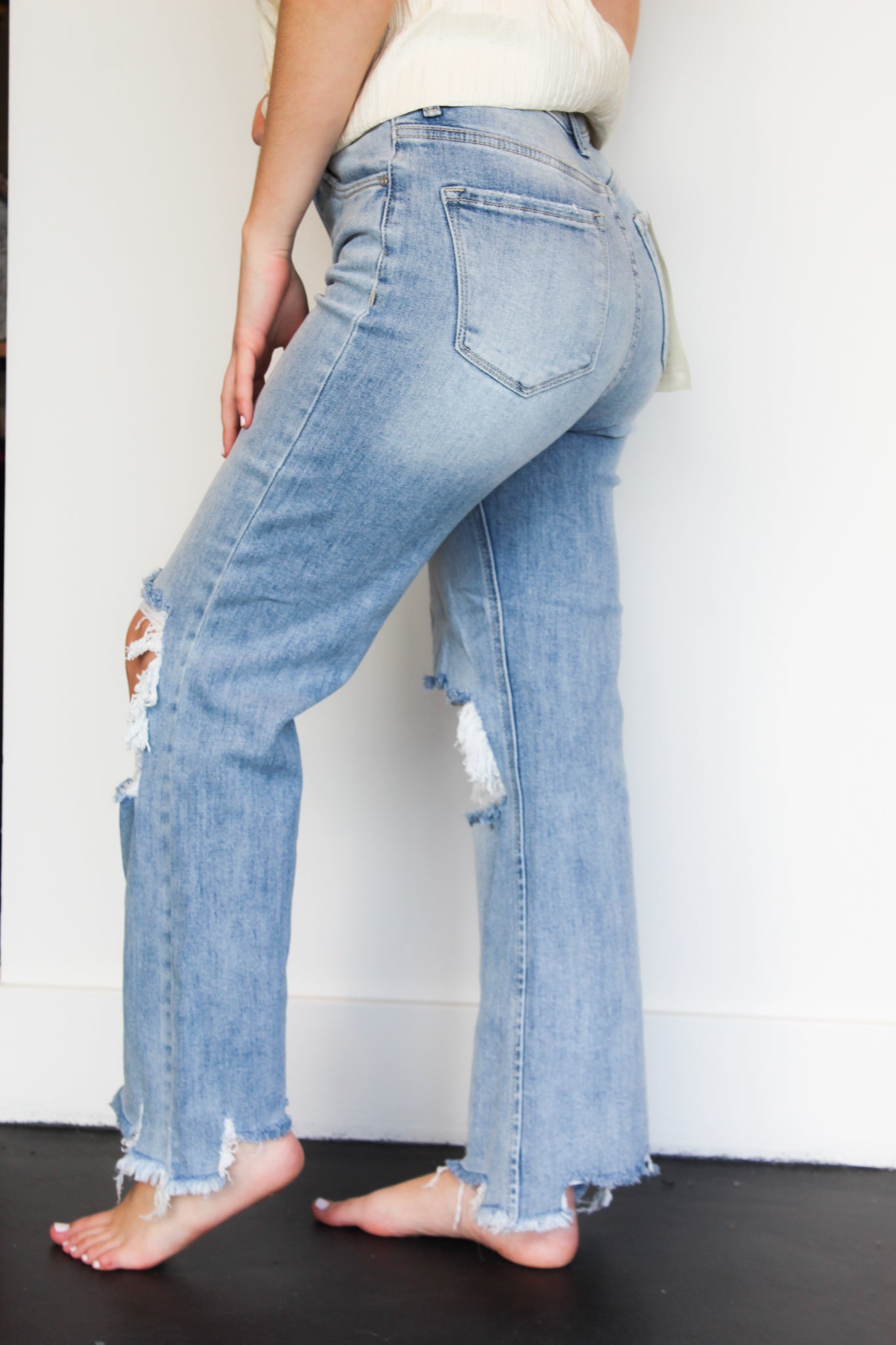 High Rise Ankle Flare Denim-150 - BOTTOMS - DENIM-RISEN JEANS-[option4]-[option5]-[option6]-Leather & Lace Boutique Shop