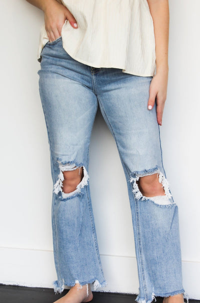 High Rise Ankle Flare Denim-150 - BOTTOMS - DENIM-RISEN JEANS-[option4]-[option5]-[option6]-Leather & Lace Boutique Shop