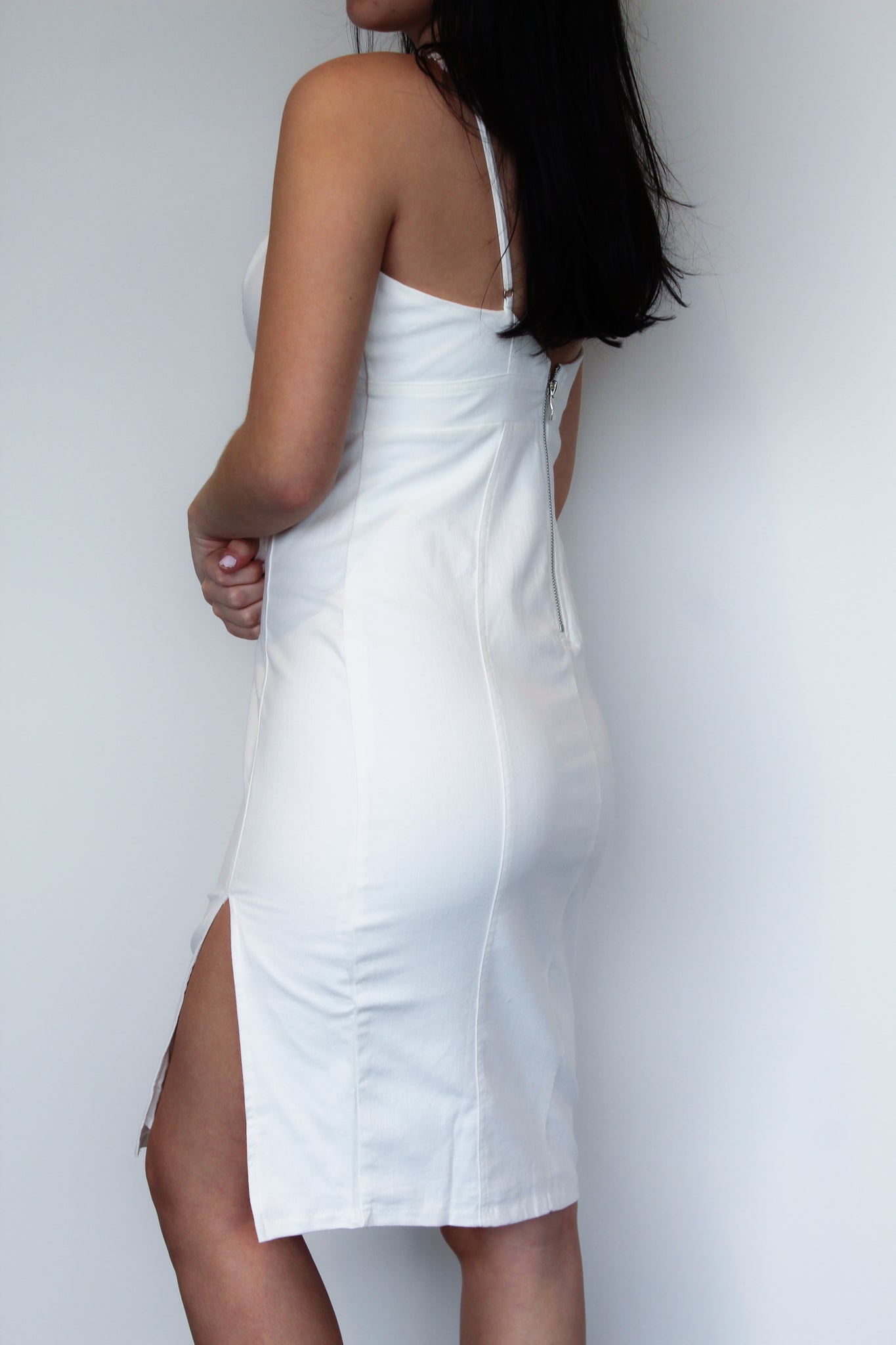 Simple Side Slit Midi Dress-170 - DRESSES / ROMPERS / SETS-LENA-[option4]-[option5]-[option6]-Leather & Lace Boutique Shop