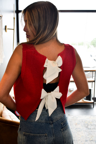 Back Bow Knit Tank-100 - TOPS - SHORT SLEEVE/SLEEVELESS-CLOUD TEN-[option4]-[option5]-[option6]-Leather & Lace Boutique Shop