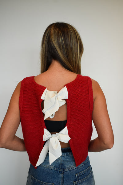Back Bow Knit Tank-100 - TOPS - SHORT SLEEVE/SLEEVELESS-CLOUD TEN-[option4]-[option5]-[option6]-Leather & Lace Boutique Shop