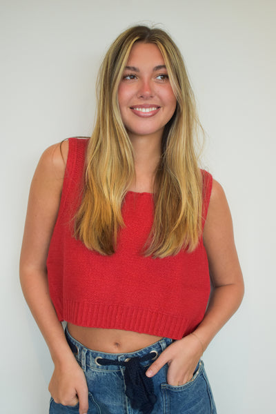 Back Bow Knit Tank-100 - TOPS - SHORT SLEEVE/SLEEVELESS-CLOUD TEN-[option4]-[option5]-[option6]-Leather & Lace Boutique Shop
