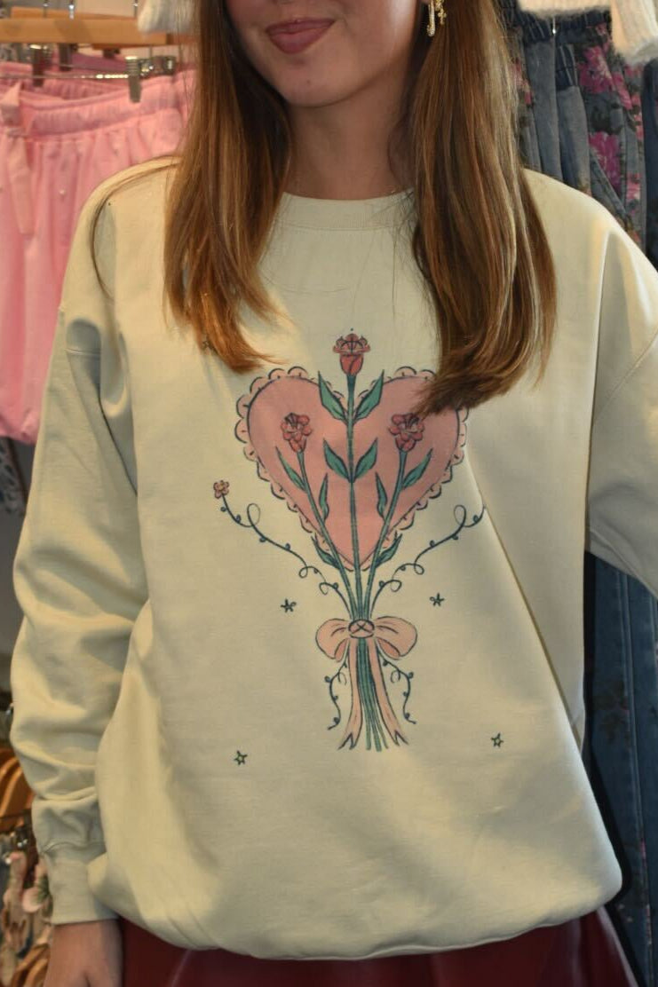 Romantic Blooms Graphic Sweatshirt-135 - DEMAND GRAPHIC-LEATHER & LACE-[option4]-[option5]-[option6]-Leather & Lace Boutique Shop