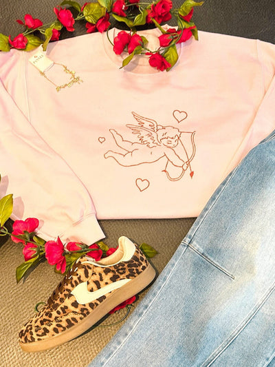 Call Me Cupid Graphic Sweatshirt-135 - DEMAND GRAPHIC-LEATHER & LACE-[option4]-[option5]-[option6]-Leather & Lace Boutique Shop