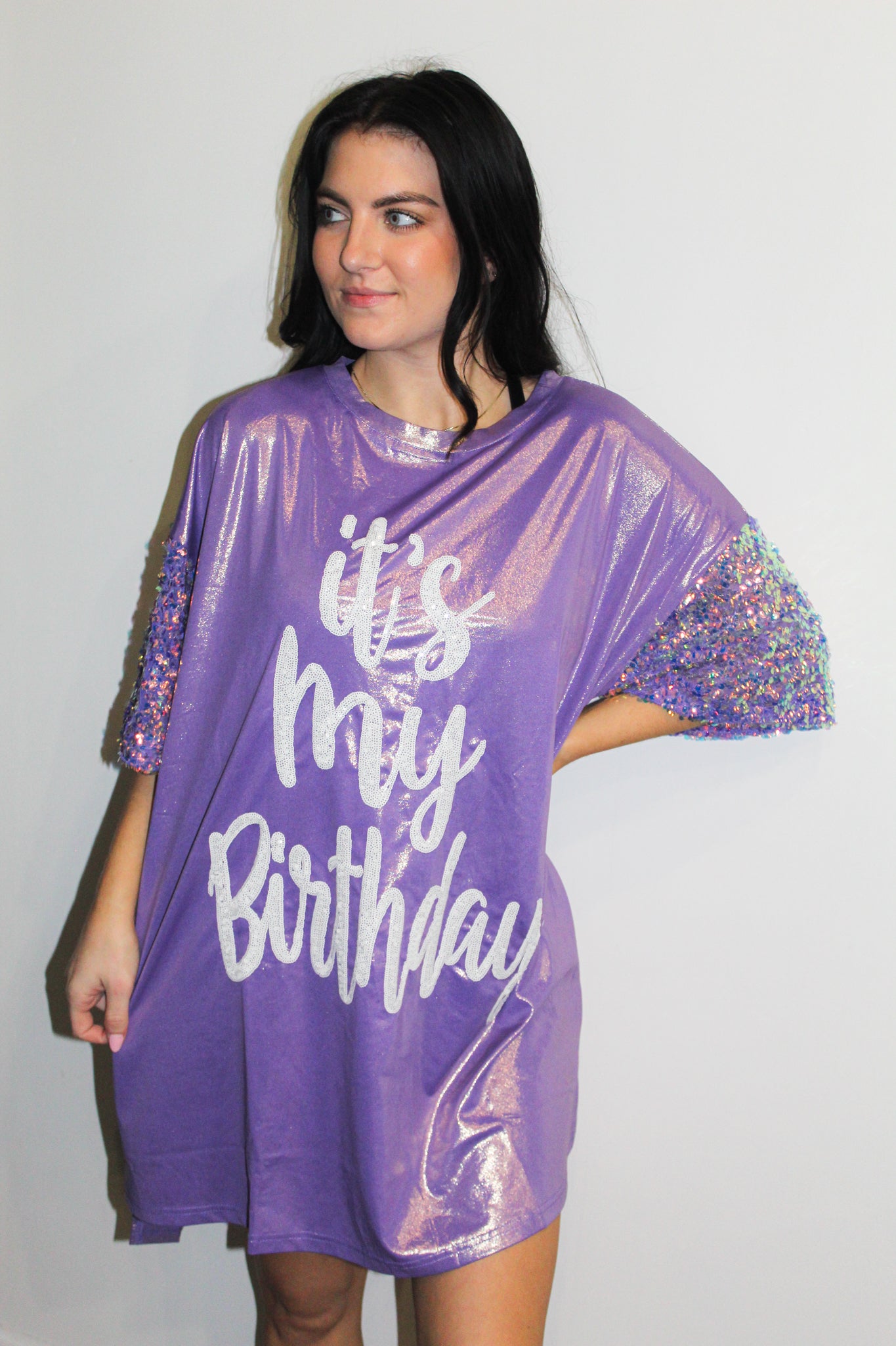 Birthday Girl Puff Sleeve Sequin Dress-170 - DRESSES / ROMPERS / SETS-FANTASTIC FAWN-[option4]-[option5]-[option6]-Leather & Lace Boutique Shop