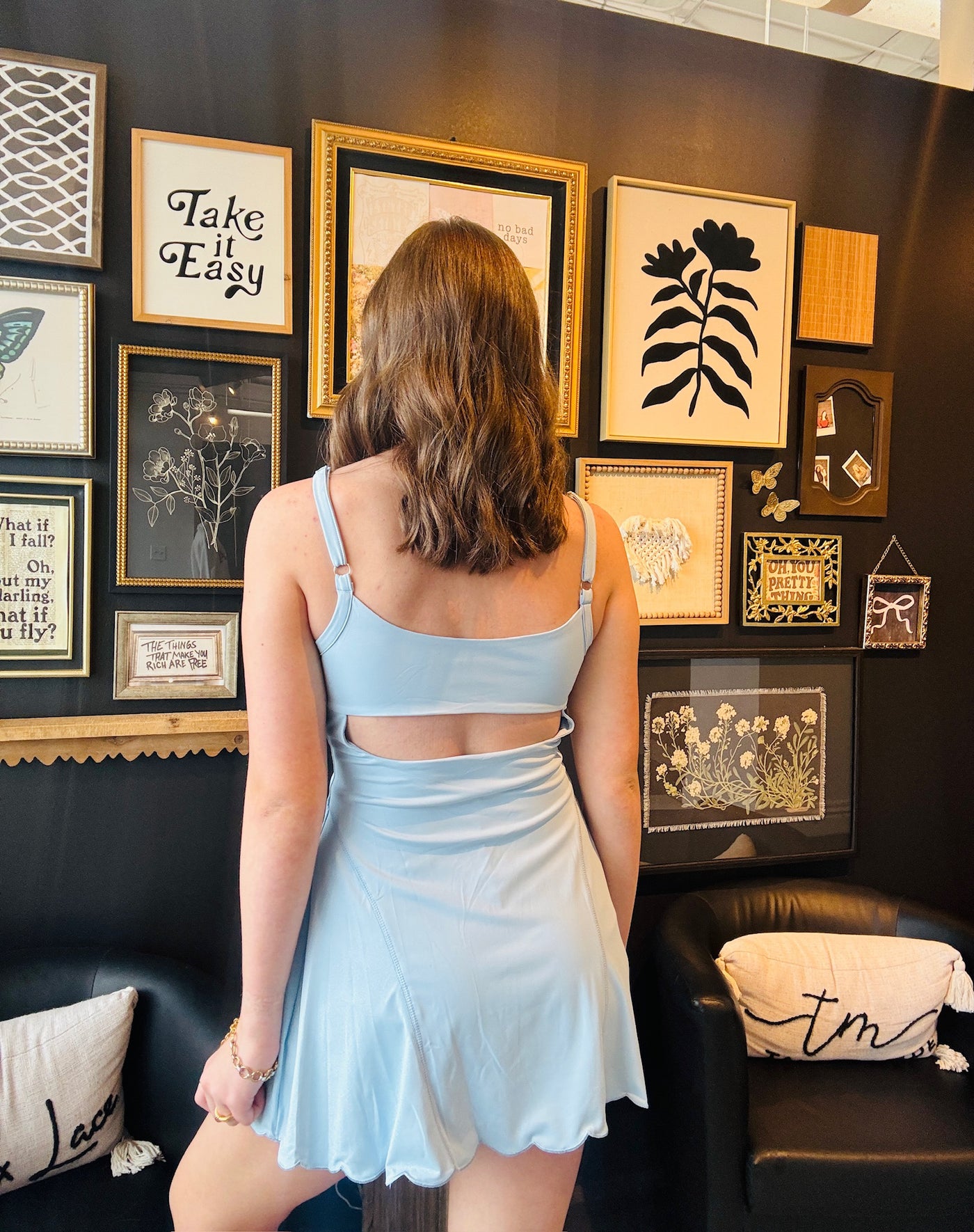 Scalloped Hem Athletic Dress- Light Blue