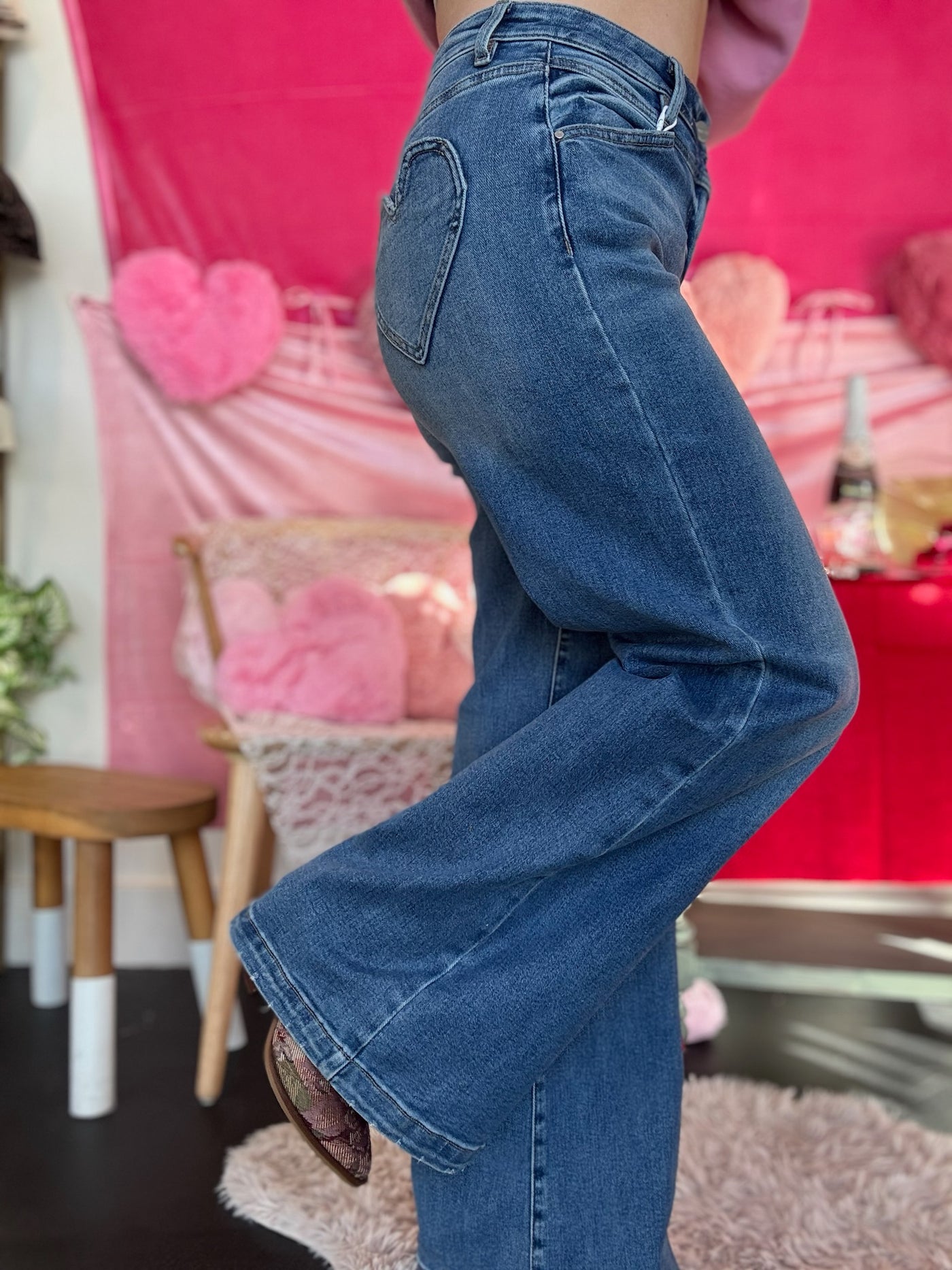 Heart Stitch Wide Leg Denim