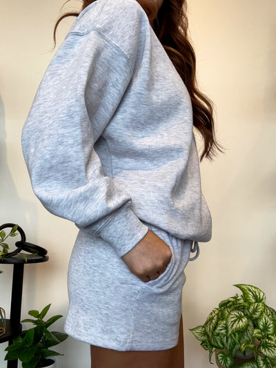 Basic Sweat Short- Heather Grey
