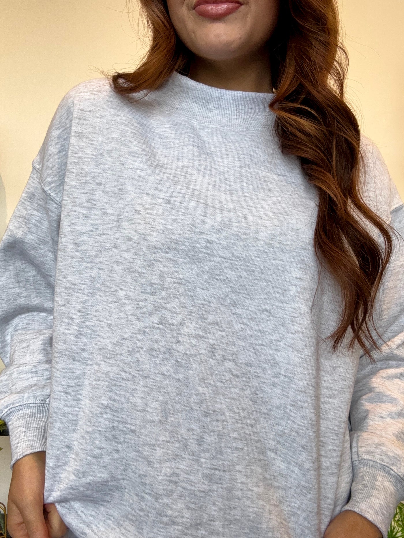 Basic Mock Neck Sweatshirt- Heather Grey