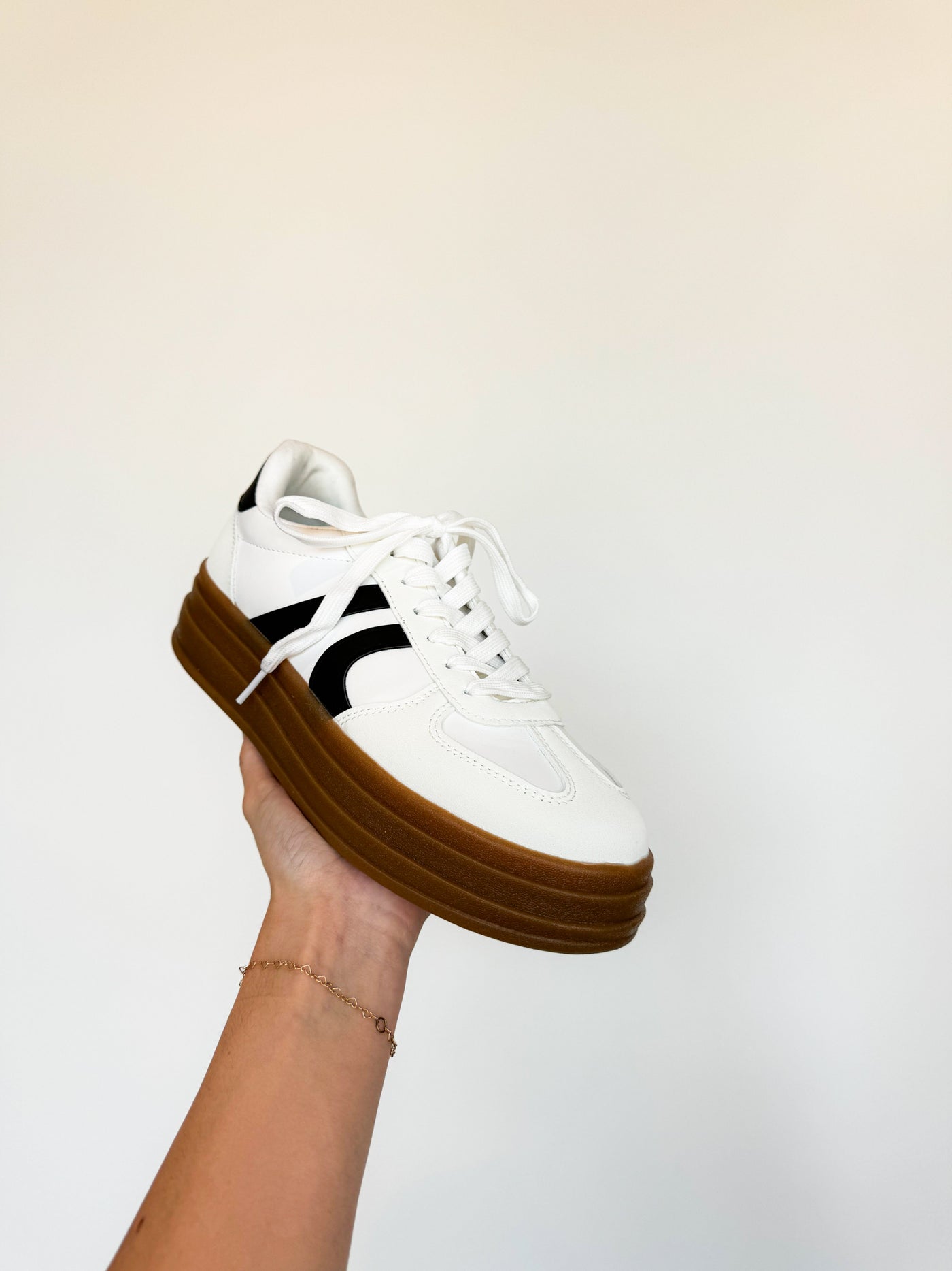 Bailey Rubber Sole Sneakers White Black