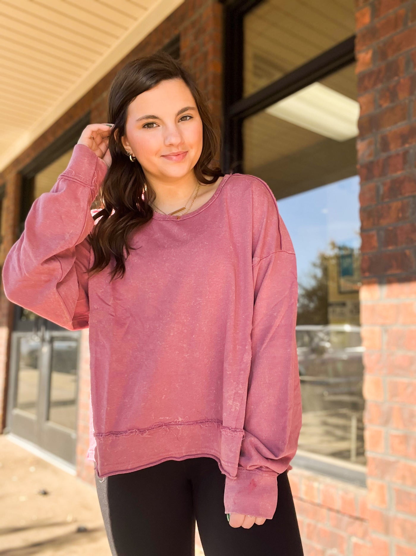 Easy Come Easy Go Top - Magenta-130 - TOPS - SWEATERS/SWEATSHIRTS-VERY J-[option4]-[option5]-[option6]-Leather & Lace Boutique Shop