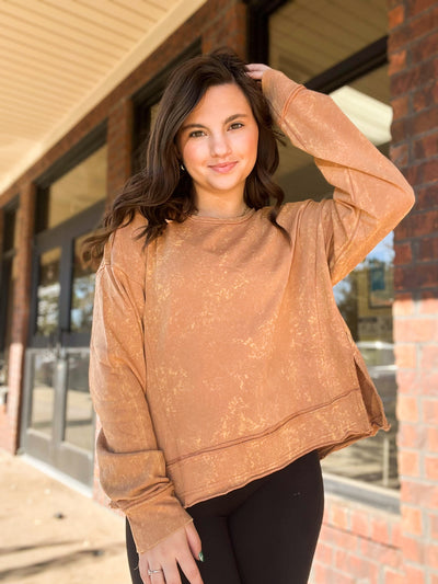 Easy Come Easy Go Top - Cocoa-130 - TOPS - SWEATERS/SWEATSHIRTS-VERY J-[option4]-[option5]-[option6]-Leather & Lace Boutique Shop