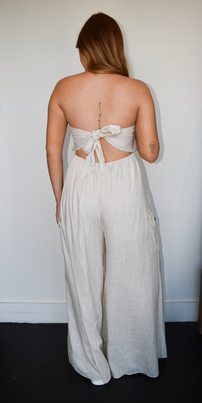 Ella Strapless Jumpsuit- Linen-170 - ROMPERS-HYFVE-[option4]-[option5]-[option6]-Leather & Lace Boutique Shop