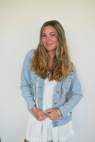 Sheer Floral Denim Jacket-140 - TOPS - LAYERS/OUTERWEAR-DAVI & DANI-[option4]-[option5]-[option6]-Leather & Lace Boutique Shop