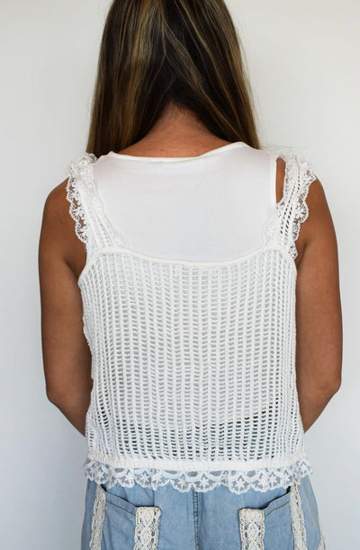 Sheer Knit Tie Front Tank-100 - TOPS - SHORT SLEEVE/SLEEVELESS-MELLO USA-[option4]-[option5]-[option6]-Leather & Lace Boutique Shop