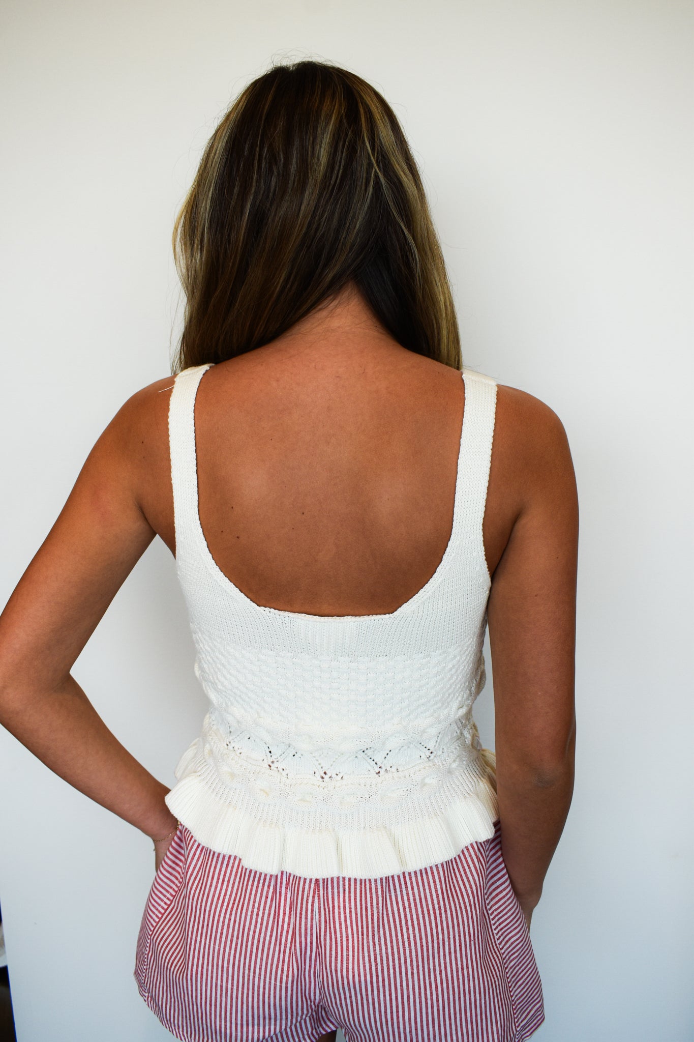 Pointelle Ruffle Hem Tank-100 - TOPS - SHORT SLEEVE/SLEEVELESS-HEYSON-[option4]-[option5]-[option6]-Leather & Lace Boutique Shop