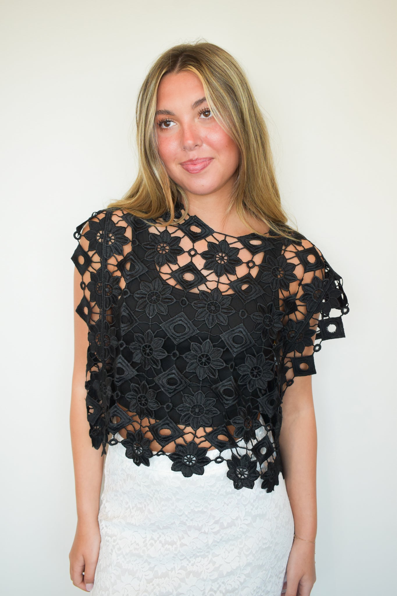 Floral Crochet Layering Top-140 - TOPS - LAYERS/OUTERWEAR-SWEET GENERIS-[option4]-[option5]-[option6]-Leather & Lace Boutique Shop