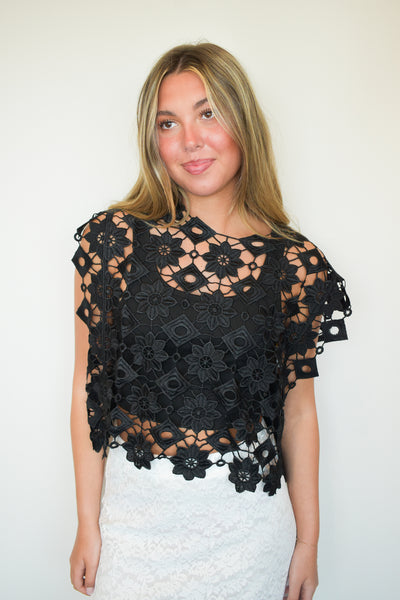 Floral Crochet Layering Top-140 - TOPS - LAYERS/OUTERWEAR-SWEET GENERIS-[option4]-[option5]-[option6]-Leather & Lace Boutique Shop