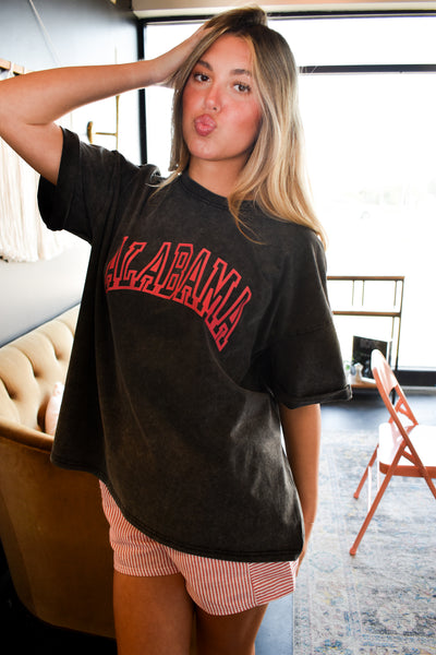 Alabama Mineral Wash Graphic Tee-100 - TOPS - SHORT SLEEVE/SLEEVELESS-WHY DRESS-[option4]-[option5]-[option6]-Leather & Lace Boutique Shop