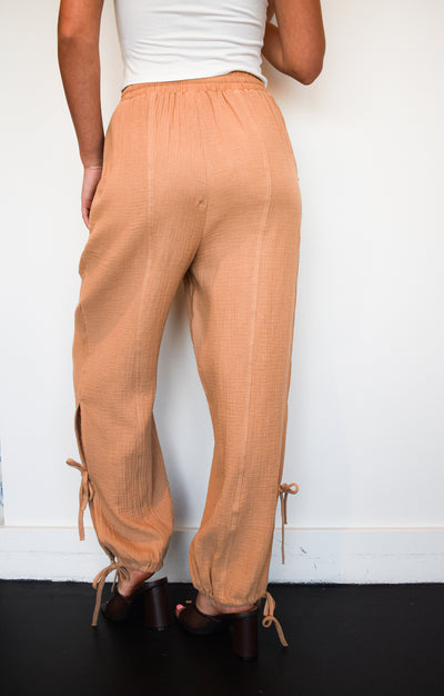 Tie Ankle Linen Pants- Taupe-160 - BOTTOMS - OTHER-VERY J-[option4]-[option5]-[option6]-Leather & Lace Boutique Shop