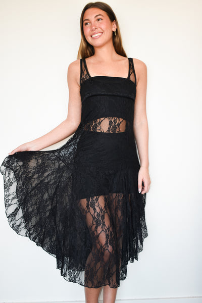 Sheer Lace Midi Dress-170 - DRESSES-CHINESE LAUNDRY-[option4]-[option5]-[option6]-Leather & Lace Boutique Shop