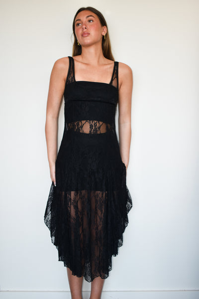 Sheer Lace Midi Dress-170 - DRESSES-CHINESE LAUNDRY-[option4]-[option5]-[option6]-Leather & Lace Boutique Shop