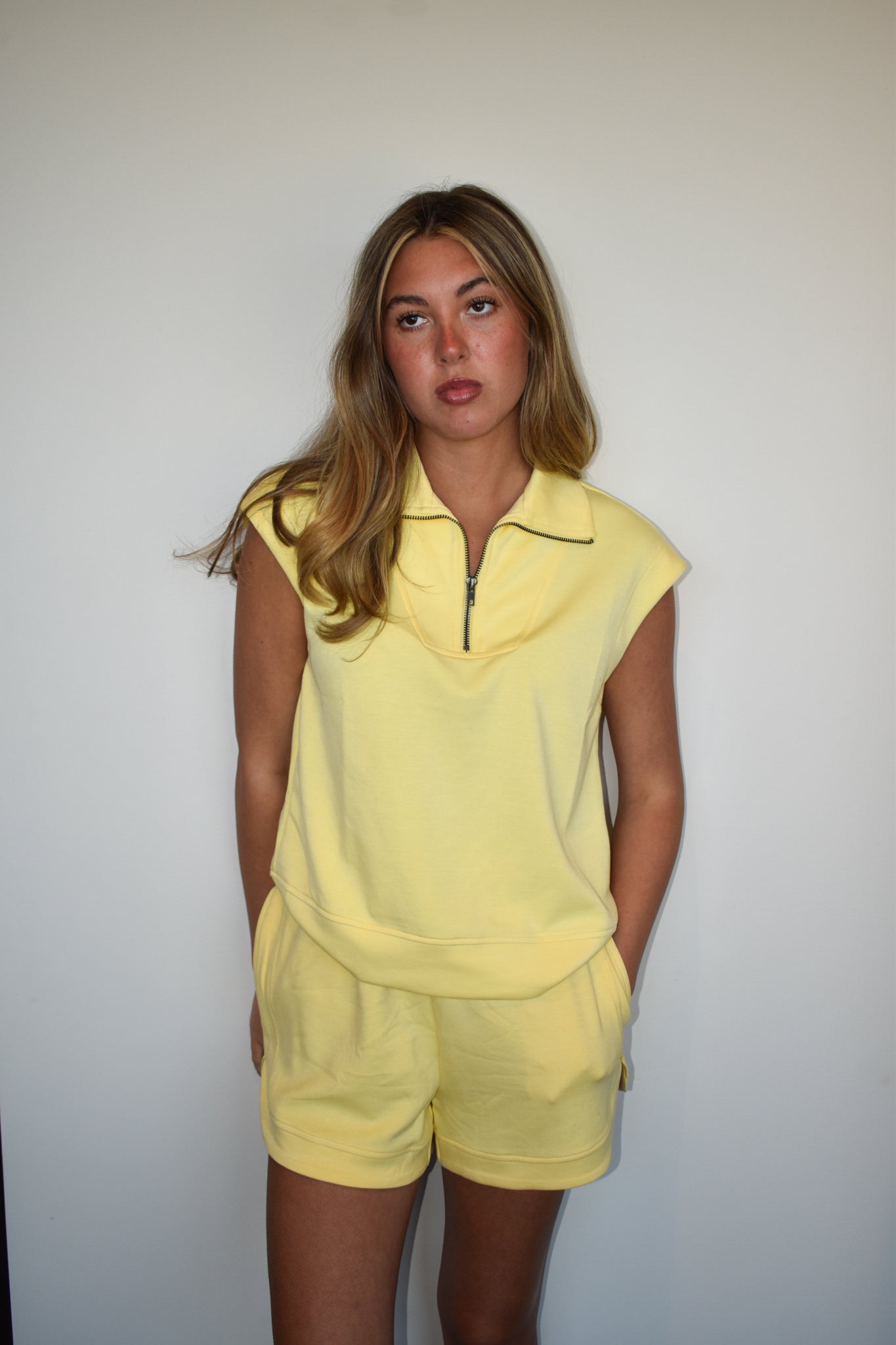 Halle Quarter Zip Top- Yellow-170 - SETS-HYFVE-[option4]-[option5]-[option6]-Leather & Lace Boutique Shop