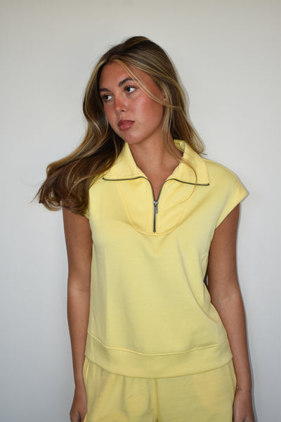 Halle Quarter Zip Top- Yellow-170 - SETS-HYFVE-[option4]-[option5]-[option6]-Leather & Lace Boutique Shop