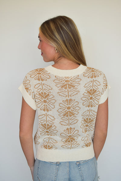 Floral Knit Sleeveless Sweater-100 - TOPS - SHORT SLEEVE/SLEEVELESS-EDGEMINE-[option4]-[option5]-[option6]-Leather & Lace Boutique Shop