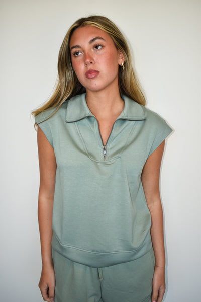 Halle Quarter Zip Top- Sage-170 - SETS-HYFVE-[option4]-[option5]-[option6]-Leather & Lace Boutique Shop