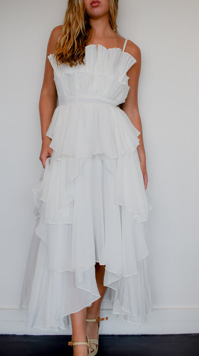 Audrey Pleated Ruffle Layered Dress-170 - DRESSES-STRUT AND BOLT-[option4]-[option5]-[option6]-Leather & Lace Boutique Shop