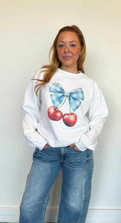 Picking Cherries Graphic Sweatshirt-135 - DEMAND GRAPHIC-LEATHER & LACE-[option4]-[option5]-[option6]-Leather & Lace Boutique Shop