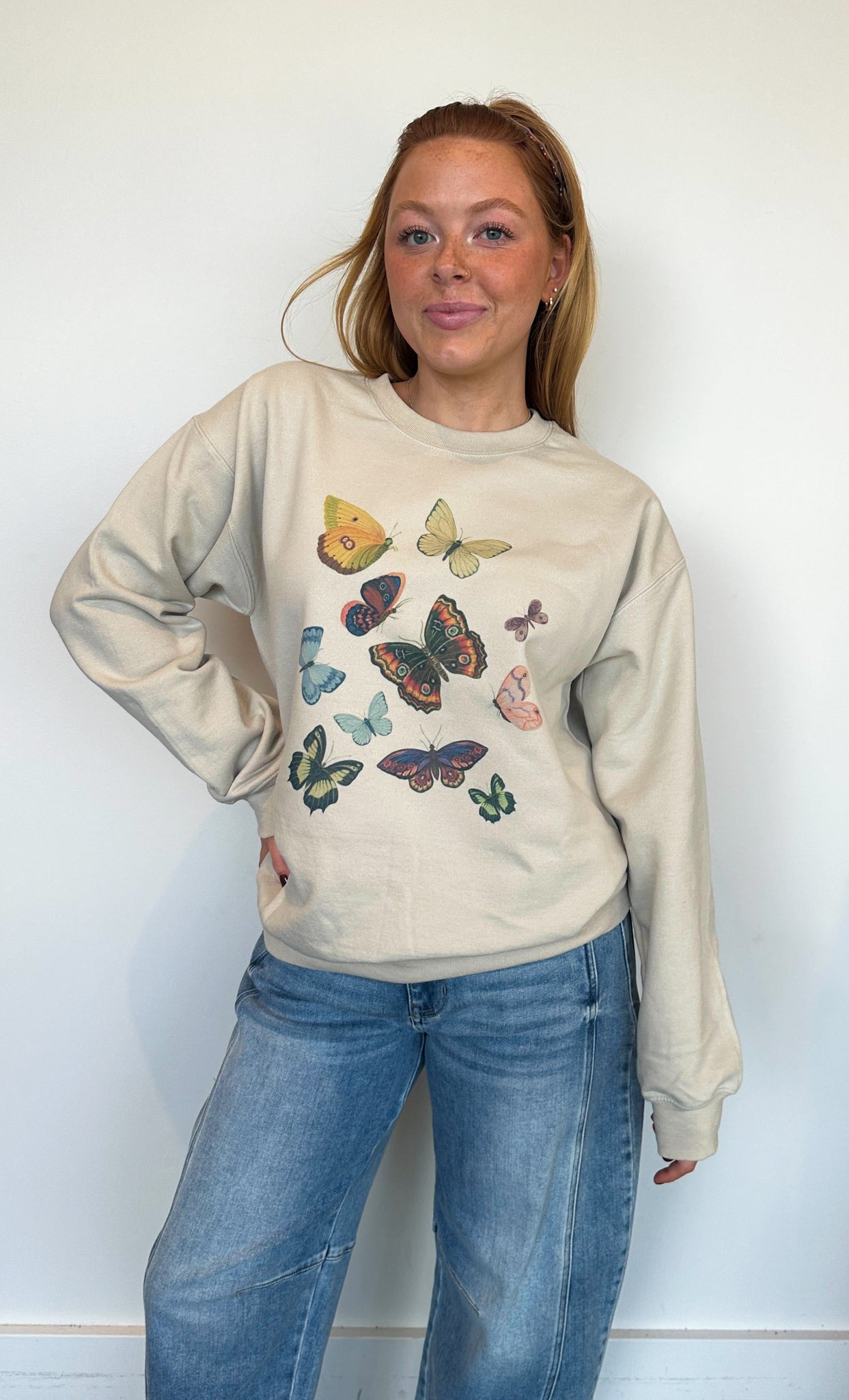 Butterfly Garden Graphic Sweatshirt-135 - DEMAND GRAPHIC-LEATHER & LACE-[option4]-[option5]-[option6]-Leather & Lace Boutique Shop